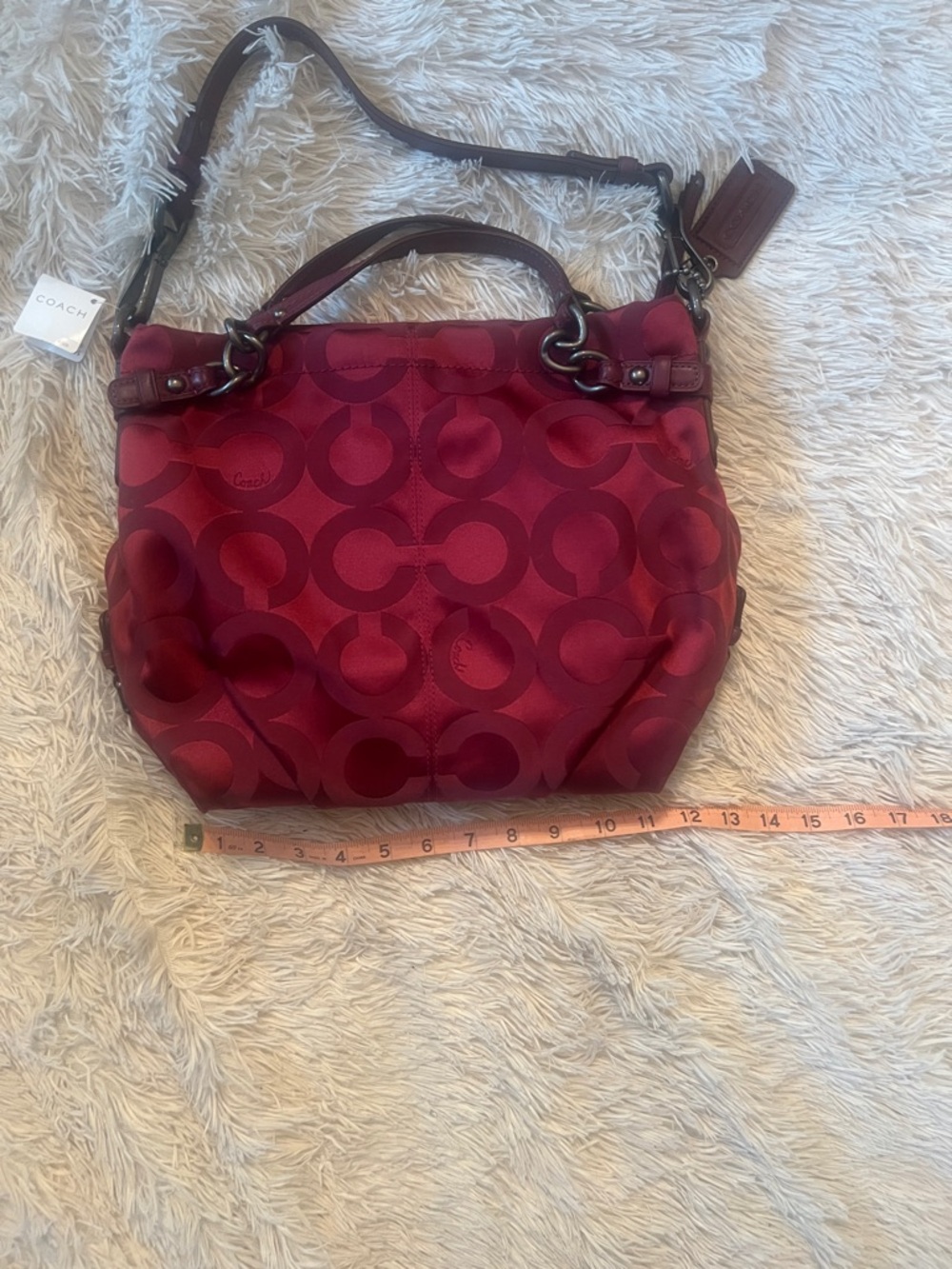 Coach Pink Signature Satchel with Leather Trim - Picture 10 of 11